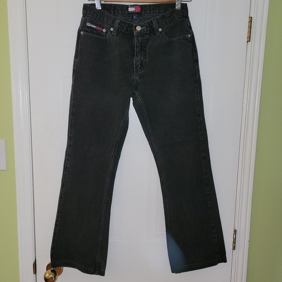 Tommy Hilfiger Jeans Black Denim Straight Leg Size 7 Waist 14.5" Inseam 28" - Picture 1 of 8